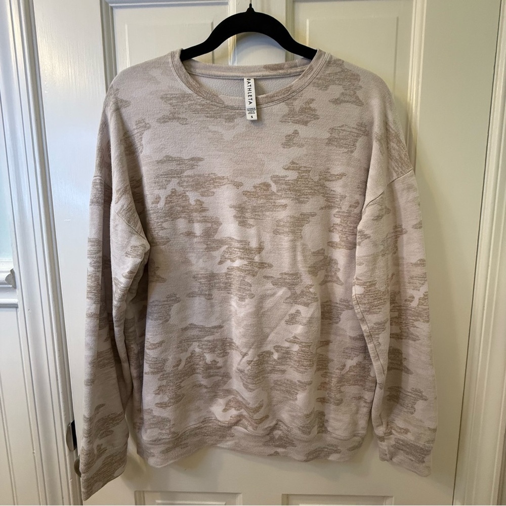 Athleta Tan Camouflage Crewneck Hoodie